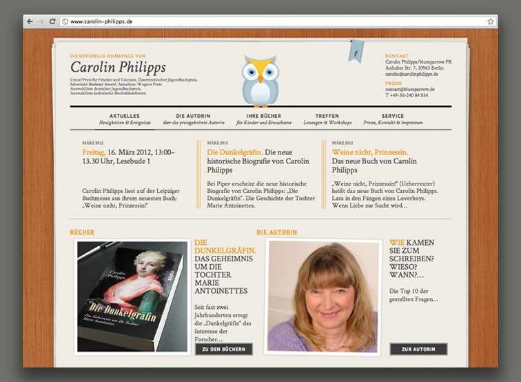 Die Startseite von Carolin Philipps’ Internetpräsenz